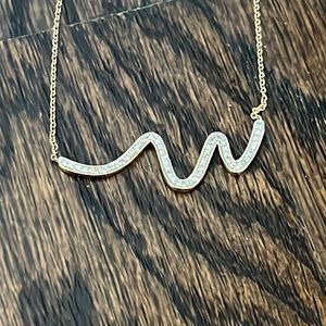 Diamond Squiggle Necklace Yellow Gold